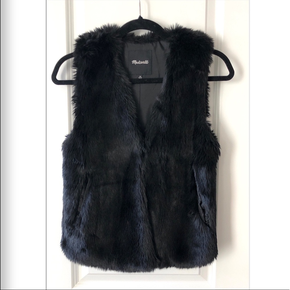 Madewell Black Faux Fur Vest